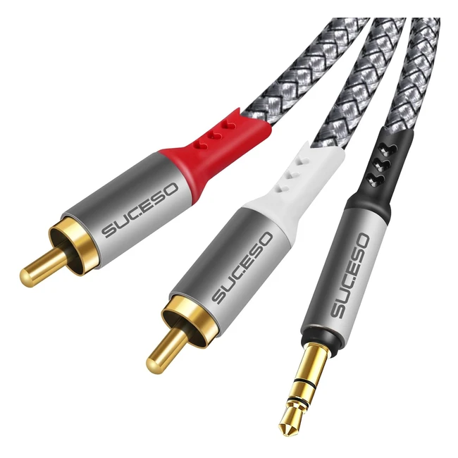 Suceso Cavo RCA Jack 3.5mm Adattatore 35mm a 2 RCA Audio Stereo Nylon 2m