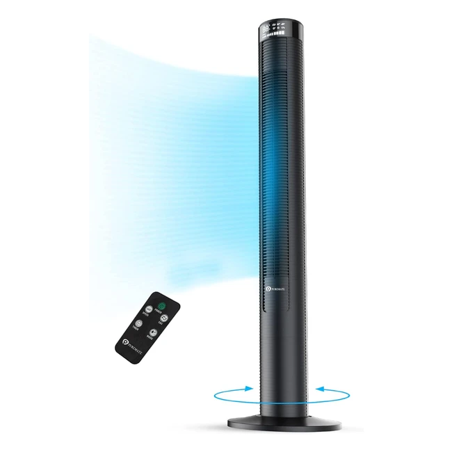 Ventilador Oscilante Puremate 117 cm Control Remoto 3 Velocidades LED 4 Modos Temporizador Portátil Silencioso 45W