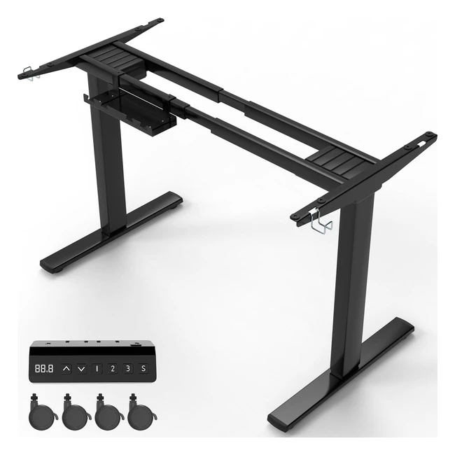 Homall Höhenverstellbarer Tischgestell mit 2 Motoren - Elektrisch Schreibtisch - Belastbar bis 120kg - 2fachteleskop - Tischgestell mit Memorysteuerung - Kollisionsschutz Funktion - Schwarz