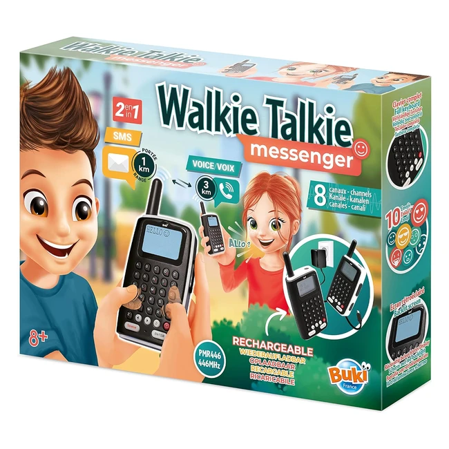 Buki TW04 Walkie Talkie Messenger - Portée 1km - Batteries Lithium Incluses