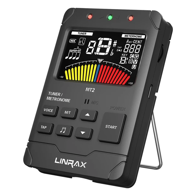 Linrax MT2 Afinador Metrnomo Recargable 3 en 1 Guitarra Bajo Ukelele Violn Saxofn Trompeta Flauta