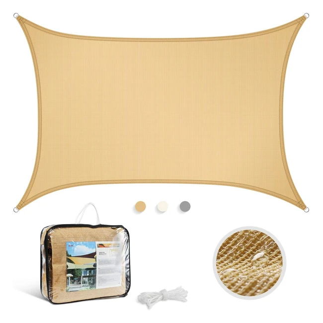 Levesolls Tenda Vela Parasole Rettangolare 4.3m HDPE Impermeabile Antivento Protezione UV