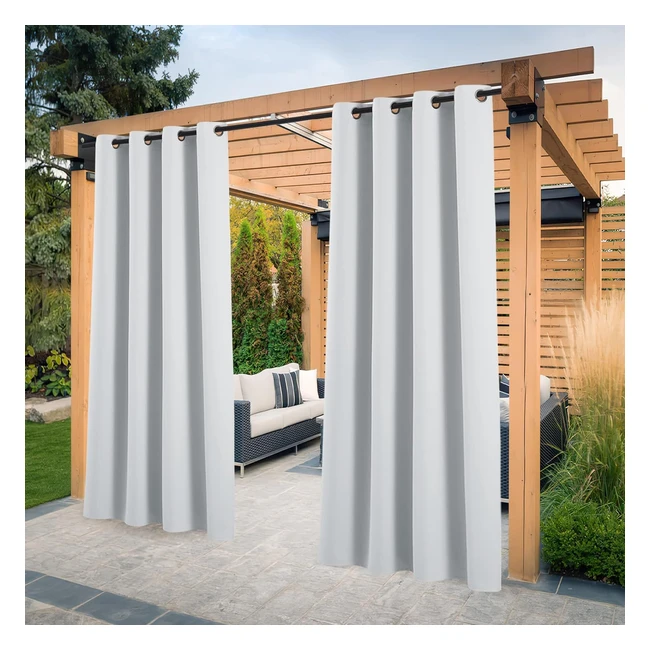 Cortina Exterior Impermeable Pony Dance Blanco/Gris 2 Piezas 132x213 cm