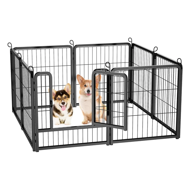 Homidec Dog Pen 8 Panel Puppy Pen with Door High 60cm - Indoor/Outdoor Portable Pet Run Enclosures