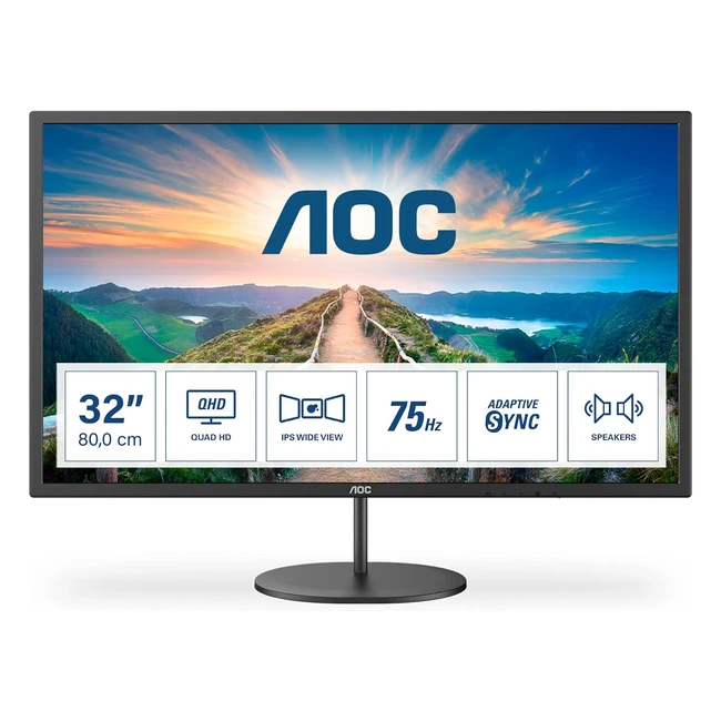 Monitor AOC Q32V4 QHD 32 Pulgadas 2560 x 1440 Adaptivesync HDMI DisplayPort Negro