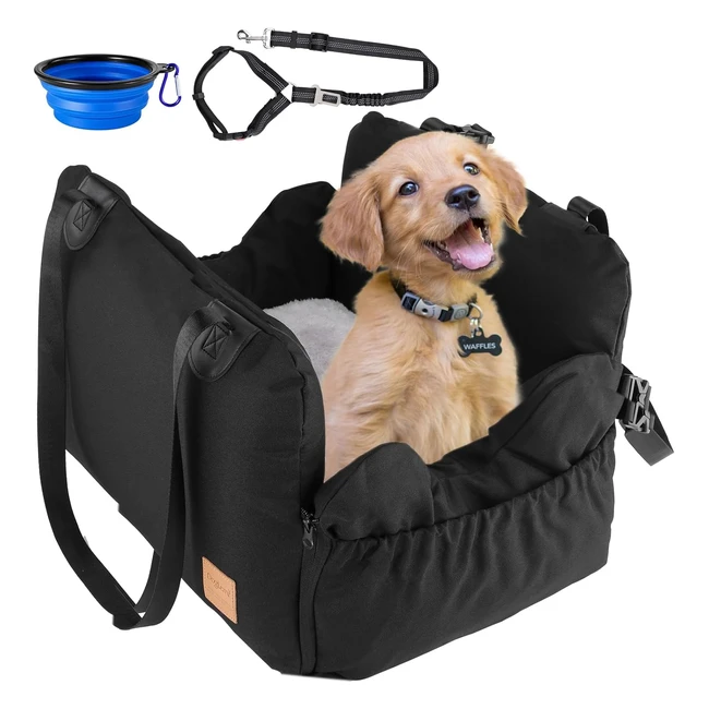 Odoland Pet Car Seat Bed Inflatable Bag Washable Booster Seat Storage Pockets Dog Car Seat Belt Travel Small Dog