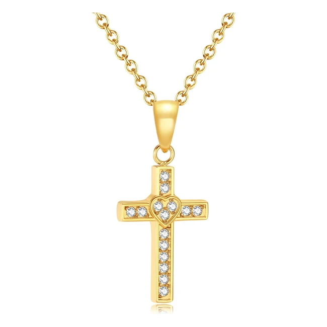 Collier Croix Femme TIZU - Acier Inoxydable Zircon - Cadeau Bijoux Femme