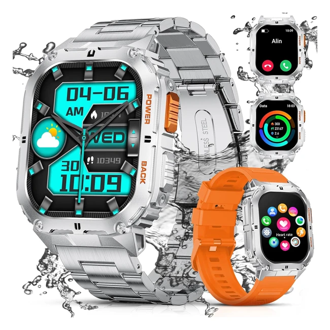 LIGE Reloj Inteligente Hombres Militar 195 Amoled Smartwatch Hombre 100 Modos Deportivos Pulsmetro Monitor Sueo Android iOS Plata