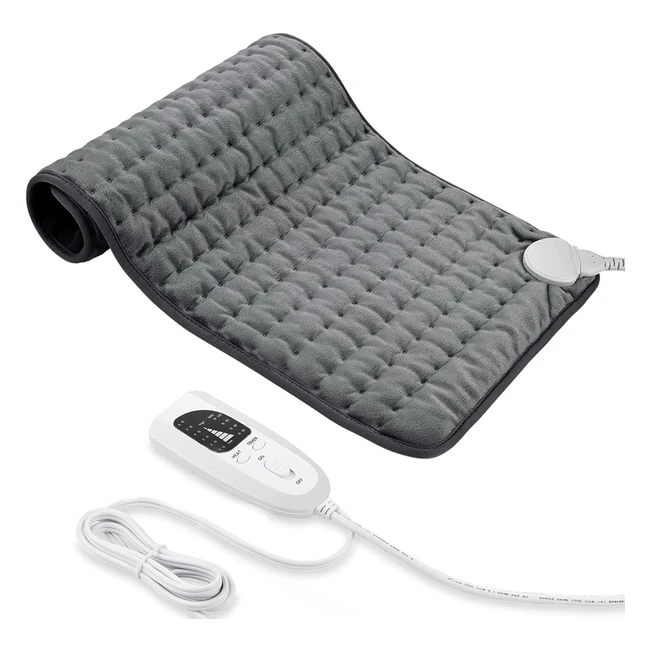 Coussin chauffant lectrique avec arrt automatique 6 niveaux de temprature gris fonc 43x84cm