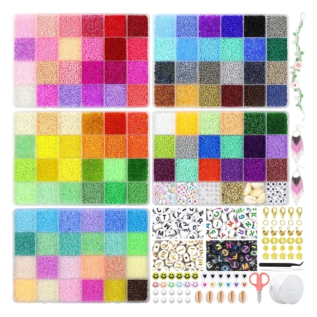 Kit de cuentas para pulseras 114 colores 2mm - Bibokltiy 48690 - Alta calidad