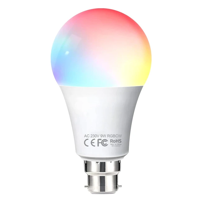 Fitop WiFi Smart Bulb B22 Bayonet 10W 1000lm RGBCW LED Alexa Light Bulb