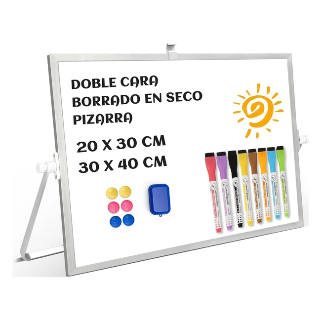 Pizarra Blanca Magnética con Soporte 30x40 cm - Queenlink A3 Doble Cara Pequeña para Niños