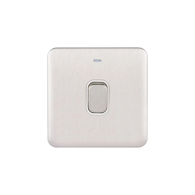 Schneider Electric Lisse Screwless Deco Single Light Switch Double Pole 20AX GGbl2011wss Stainless Steel