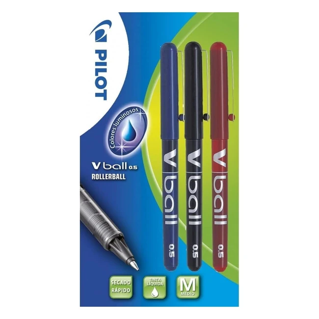 Bolígrafos Pilot V Ball 05 - Pack de 3 Unidades - Tinta Líquida
