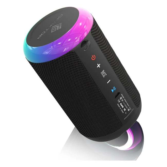 Geektop Bluetooth Lautsprecher 24 W Wireless IPX7 Wasserdicht Tragbarer Bluetooth Musikbox mit RGB LED Licht USB/TF Karte/AUX-IN Wiedergabe True Wireless Stereo mit DSP Chips