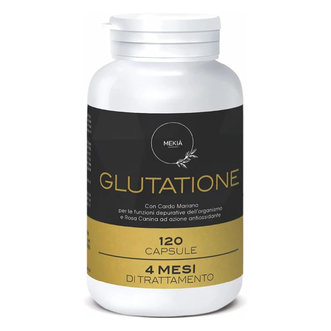 Meki L-Glutammina L-Glutatione Integratore Ridotto Bioattivo - Rosa Canina Cardo Mariano - 120 Capsule