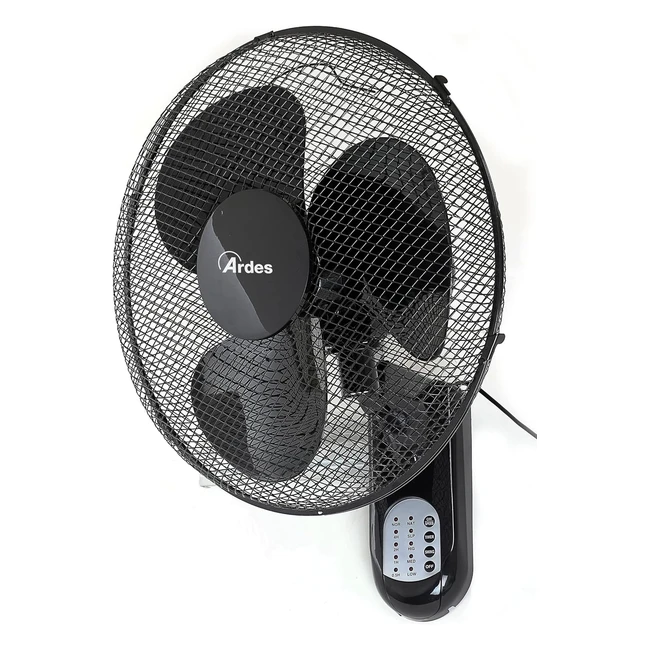 Ventilatore Parete Ardes AR5W40R 3 Pale 40cm Telecomando Oscillazione Timer Regolabile