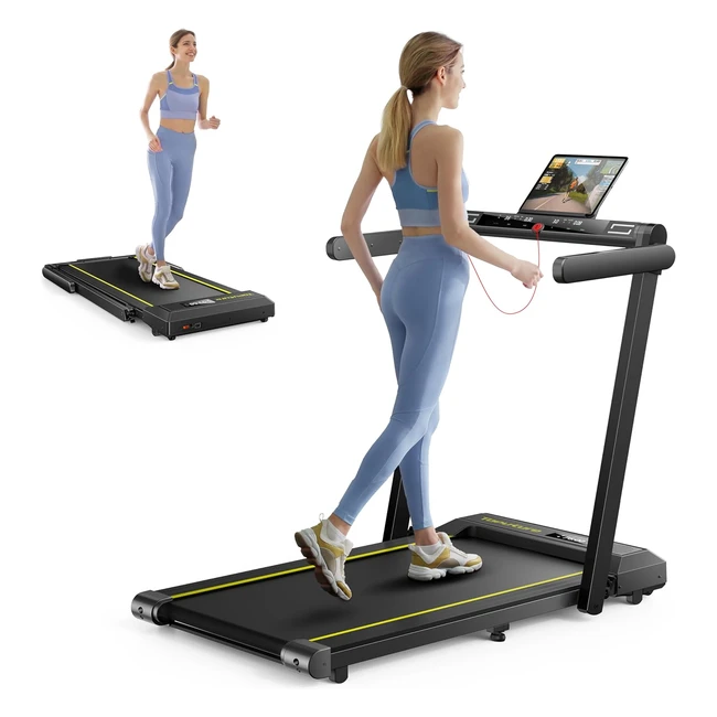 Tapis Roulant Elettrico Pieghevole 16 kmh Home Treadmill 2 in 1 - Nero