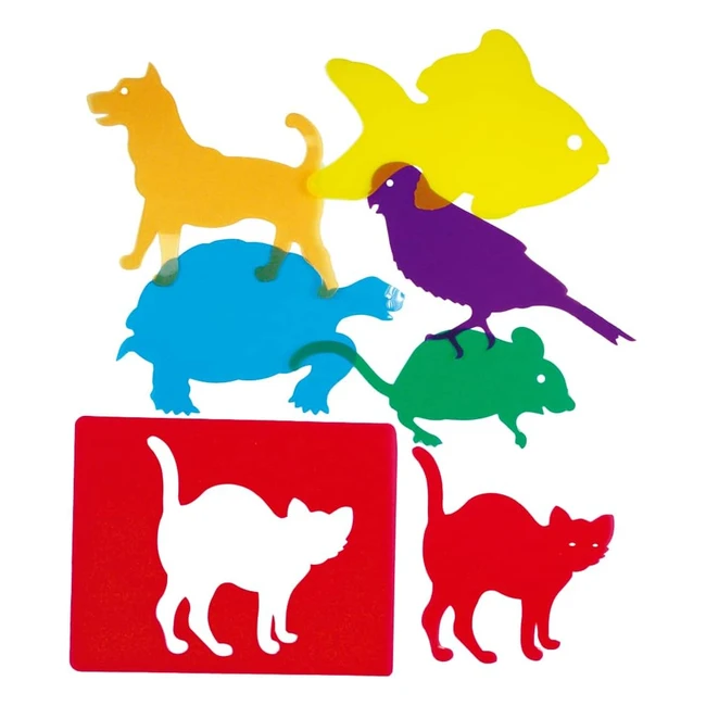 Plantillas Mascotas Translúcidas Henbea 6 figuras y negativos para colorear