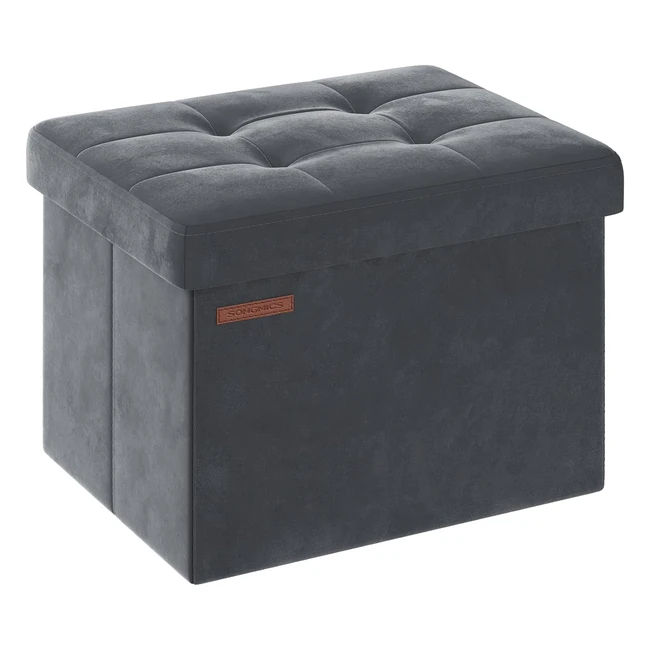 Pouf Pieghevole in Velluto con Contenitore 31x41x31cm - Songmics LSF200G01
