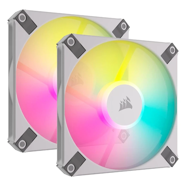 Corsair AF120 RGB Slim 120mm PWM Fan Kit - Low-Noise, Up to 2000 RPM, 8 Addressable RGB LEDs, Dual Pack - White