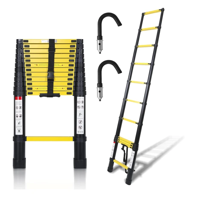 Scala Telescopica Antiscivolo Cecaylie 32m 150kg Nero