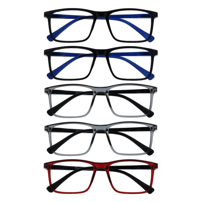 Gafas de Lectura Opulize Ink Pack 5 - Negro/Gris/Rojo - Bisagras Resorte - Ref. RRRRR41177Z