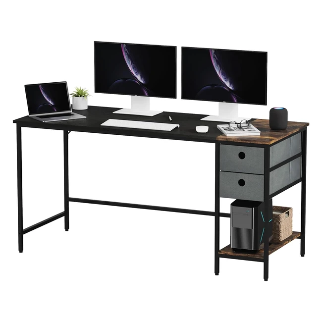 Escritorio de Ordenador Sanodesk 140x60x75 cm con Estantes y Cajones - Diseño Moderno