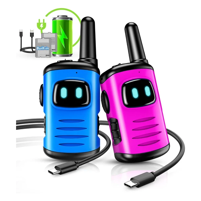 Walkie Talkie Ricaricabili per Bambini - Batteria Integrata - Facile da Usare