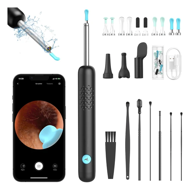 Otoscope Oreille 1080p HD Kit Camera Oreille D'élimination du Cerumen 6 LED 35mm IP67 Etanche Endoscope Adapté Smartphones Tablettes iOS Android