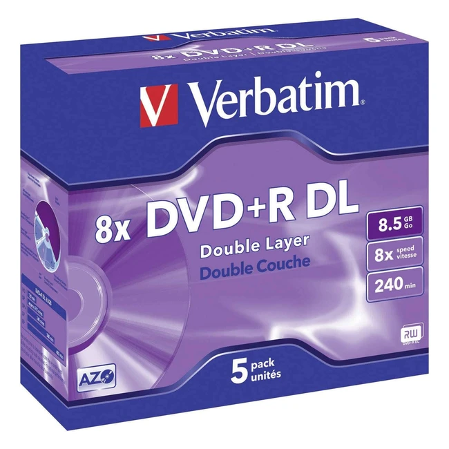Pack 5 DVD-R 8.5GB 8X Color Plata Verbatim - Alta Calidad