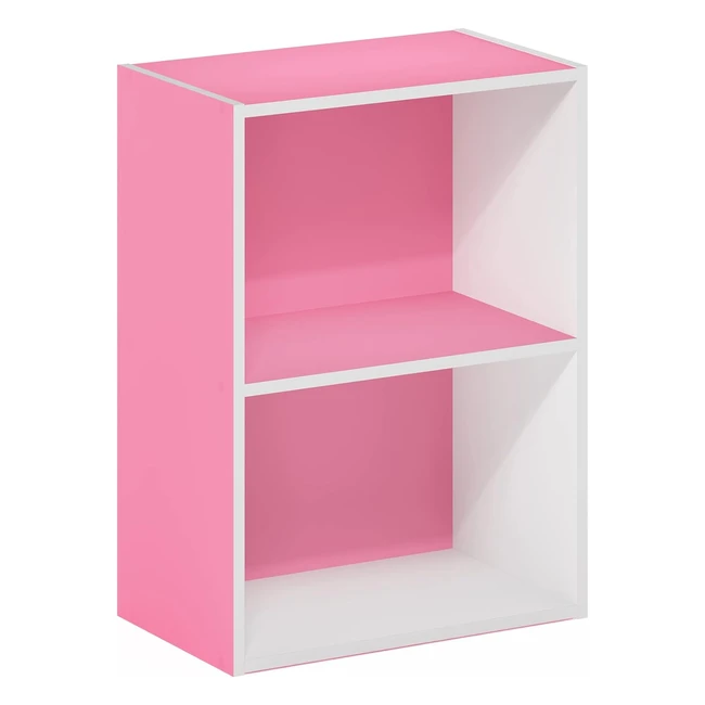 Bibliothque Furinno Luder 2 tages Blanc/Rose - Supporte 45kg - Design Epure