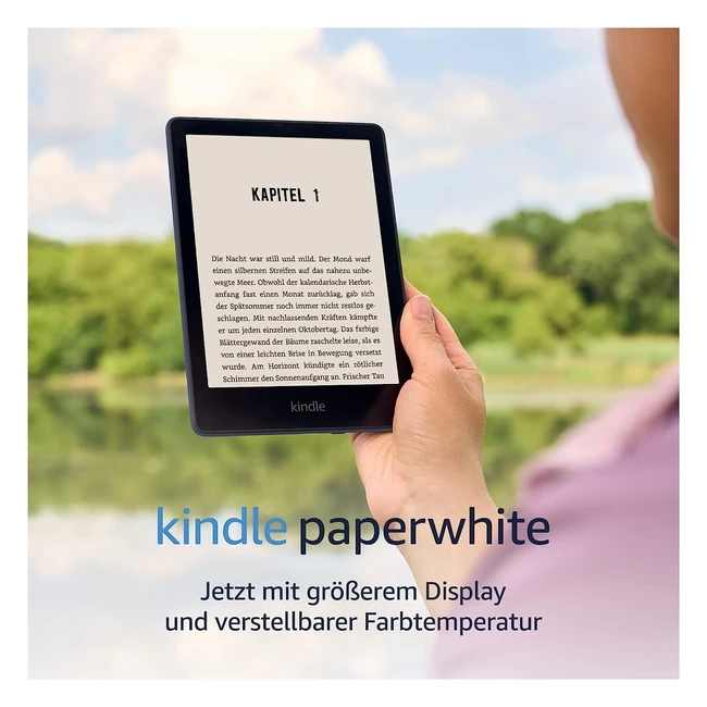 Zertifiziert & generalüberholt Kindle Paperwhite 16GB - 68 Zoll Display - Verstellbare Farbtemperatur - Werbung - Denimblau