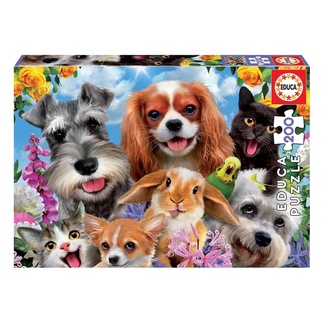 Educa Puzzle 200 Selfie de Mascotas - 200 Piezas - 40 x 28 cm - A partir de 6 años