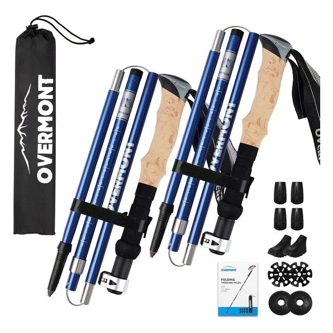 Bastoncini Trekking Overmont Regolabili 105-125cm - Ultraleggeri Nordic Walking con Manico Sughero