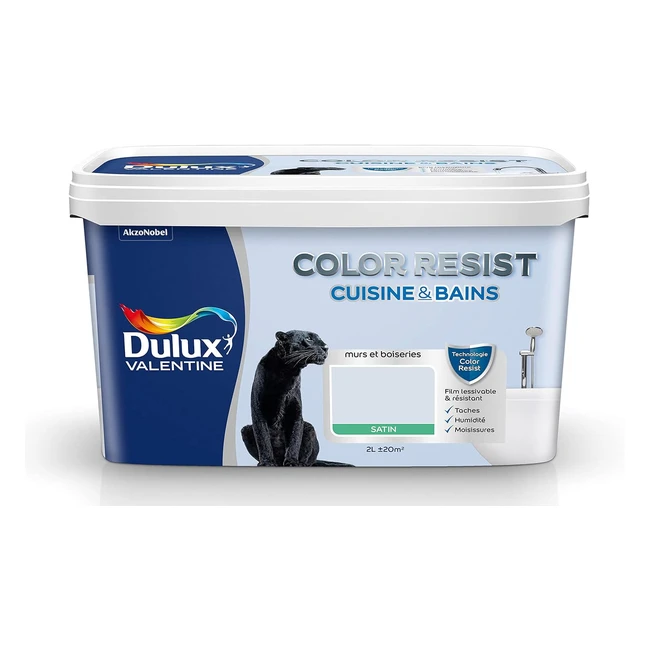 Peinture Dulux Valentine Color Resist Cuisine & Bains 2L - Embruns Satin 5261873