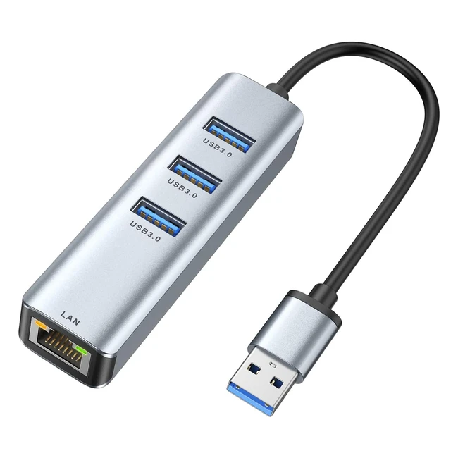 Ablewe USB to Ethernet Adapter 4 in 1 Aluminum RJ45 101001000Mbps Gigabit Network LAN Port 3 USB 30 Port