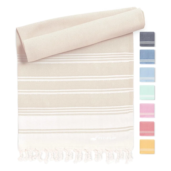 Serviette de plage Hammam Fouta 100% recyclée XXL 200x200cm - Sable