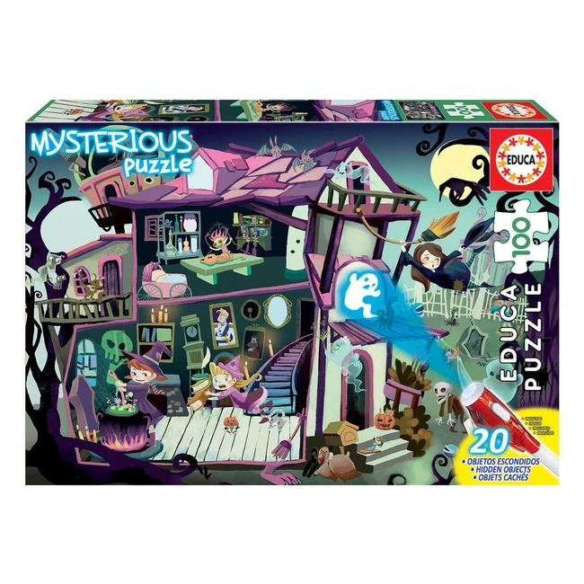 Educa Puzzle Casa Encantada 100 Piezas 18611 - Luz UV - Dibujos Misteriosos