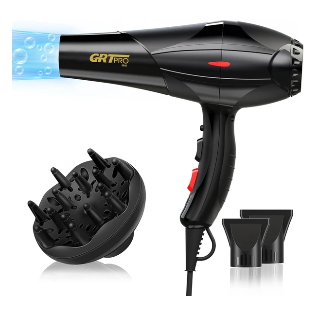 Secador Pelo Profesional 2400W AC Motor - 2 Velocidades 3 Temperaturas - Protección Sobrecalentamiento - Negro