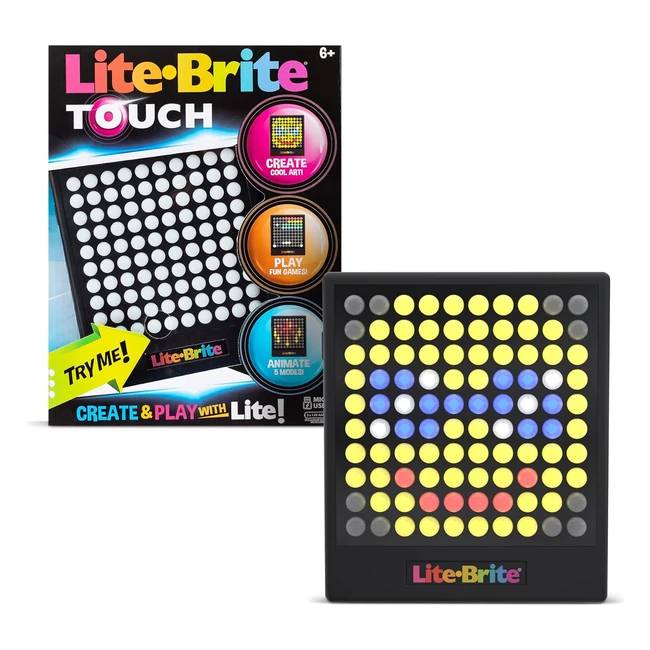 Lite Brite Touch Planche Dessin Lumineuse Glow Art Jouet - 100 Boutons Lumineux - 3 Jeux Amusants - 12 Modèles Artistiques