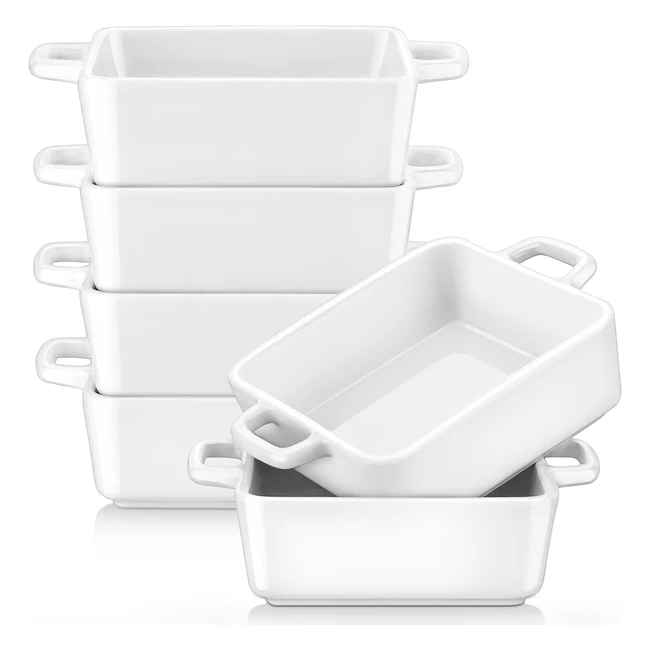 Lovecasa Porcelain Ramekins for Baking Set of 6 White 220ml - Stylish & Durable