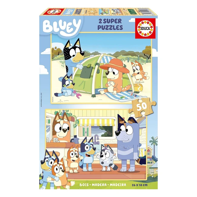 Bluey Set de 2 Puzzles Infantiles de Madera 50 Piezas - A partir de 5 años