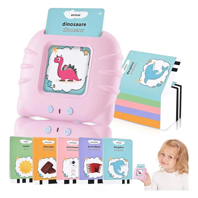 Cartes Flash Parlantes Éducatives Français Anglais Montessori Jouets Éducatifs 112 Feuilles pour Enfants Bébé 1-6 ans