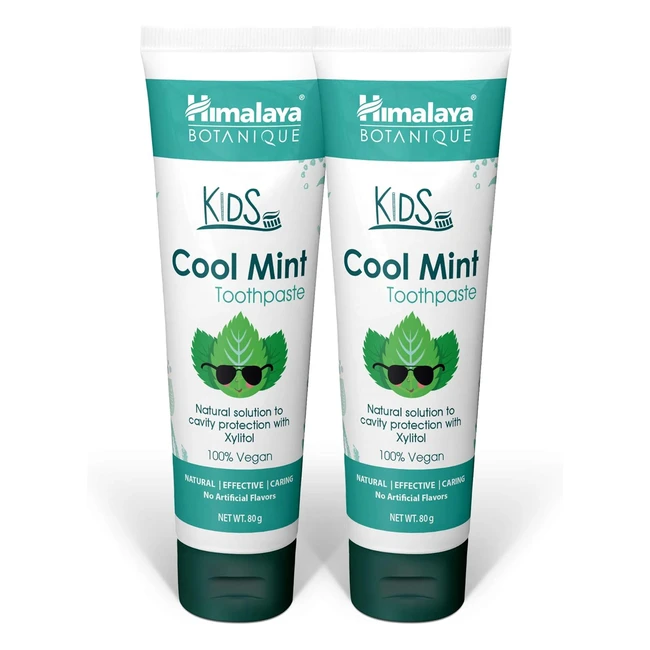 Dentifricio Himalaya Botanique per bambini, gusto menta fresca, riduce la placca, rafforza gengive e denti, senza fluoro SLS glutine coloranti alimentari, confezione da 80g (2 pezzi)