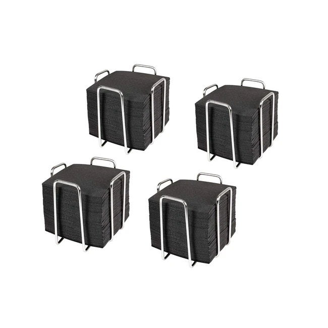 Set 4 Servilleteros Hostelnovo Acero Inoxidable + 200 Servilletas Cocktail 10x10 cm