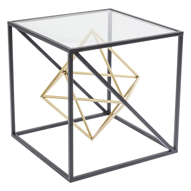 Tavolino d'appoggio Kare Design Prisma NeroOro Kubica AcciaioVetro 45x45cm