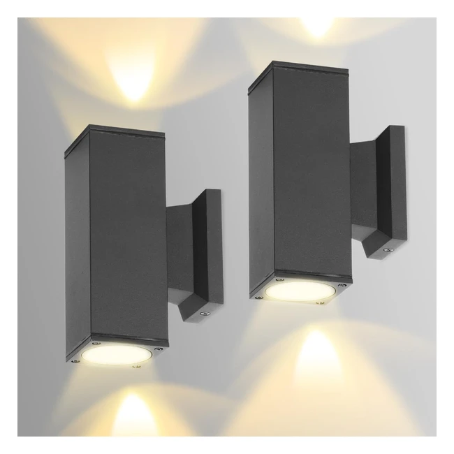 Applique murale Aigostar intérieur et extérieur - Lampe haut et bas - Douille GU10 - Etanchéité IP65 - Idéal patios, jardins, couloirs, balcons - Pack de 2