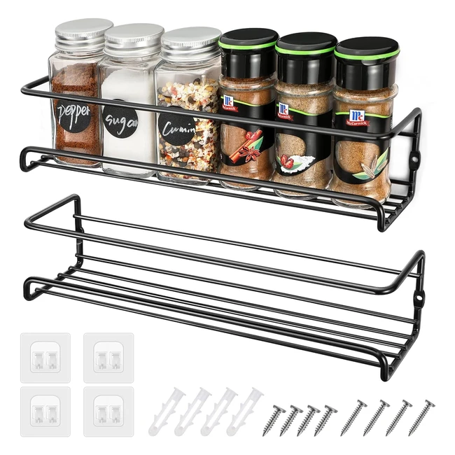 Etagere Epices Murale Cuisine 2 pcs Miiepls 296865cm Crochets Autocollants Vis