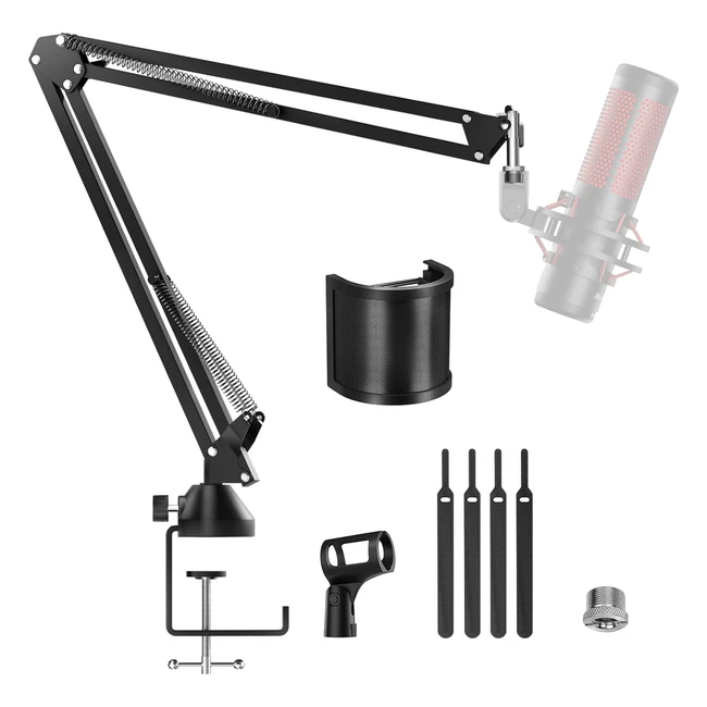 TONOR Bras de Microphone Support Ajustable avec Filtre Antipop pour Blue Yeti Shure SM7B Rode Razer Seiren Mini T10L
